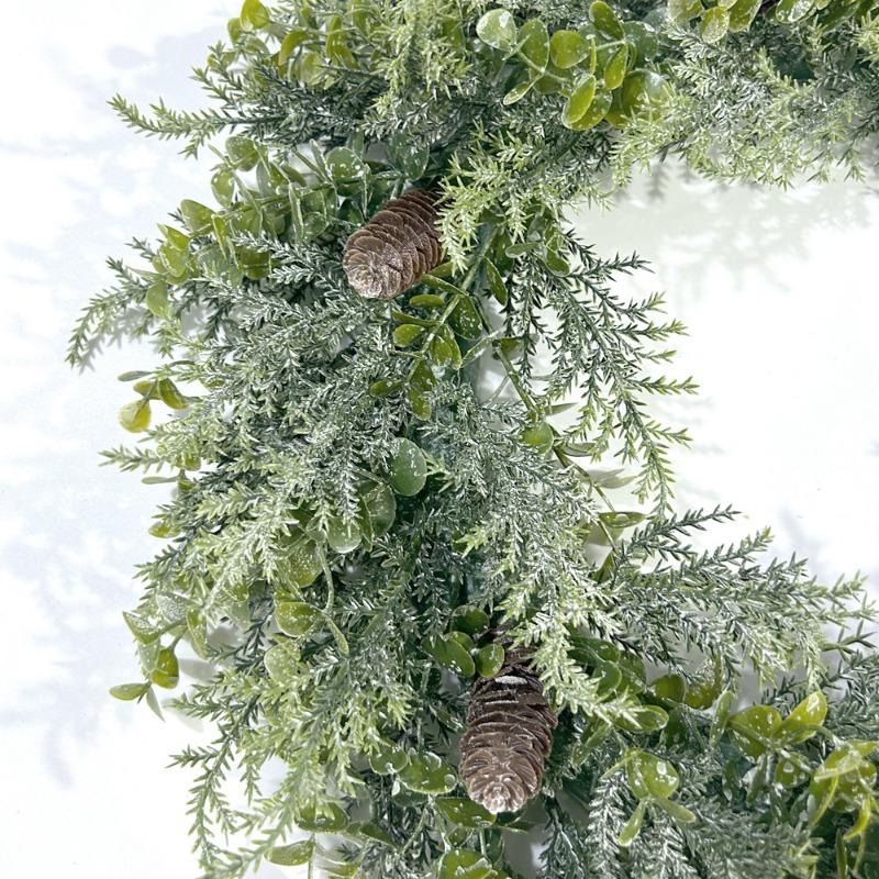 Mock Eucalyptus Pine Wreath Decorations for Christmas Holiday Doors Hang Large Garland Door Ornaments for Parties