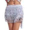 Women's Elastic Waist Sequin Fringe Mini Skirt Loose Fit Chiffon Dance Hip Scarf Belly Dance Performance Party Wrap Skirt