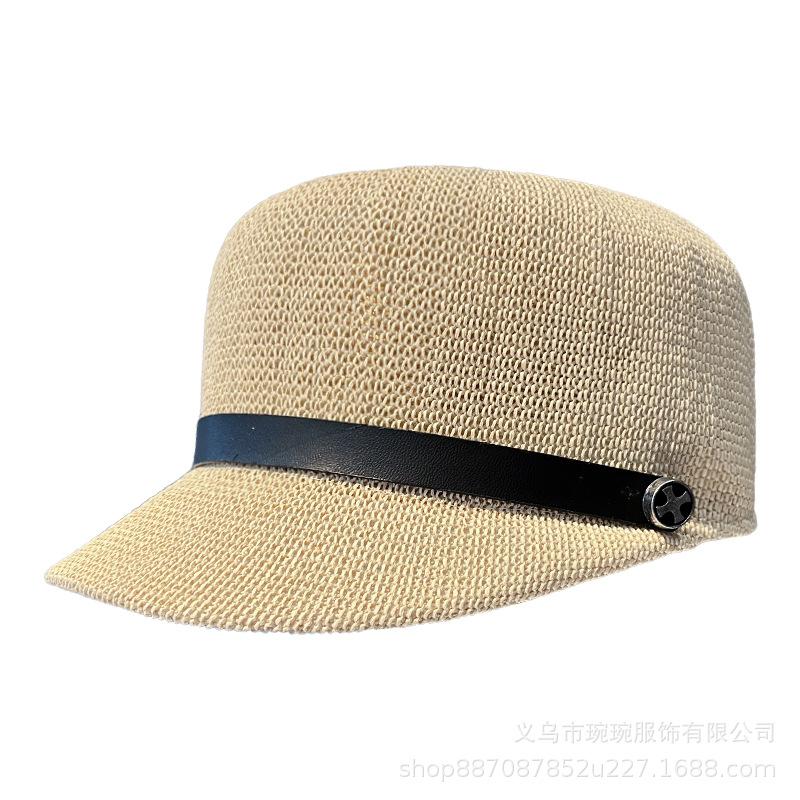 Belt Cap Women's Summer Linen Solid Color Breathable Equestrian Hat British Trend Sun Hat