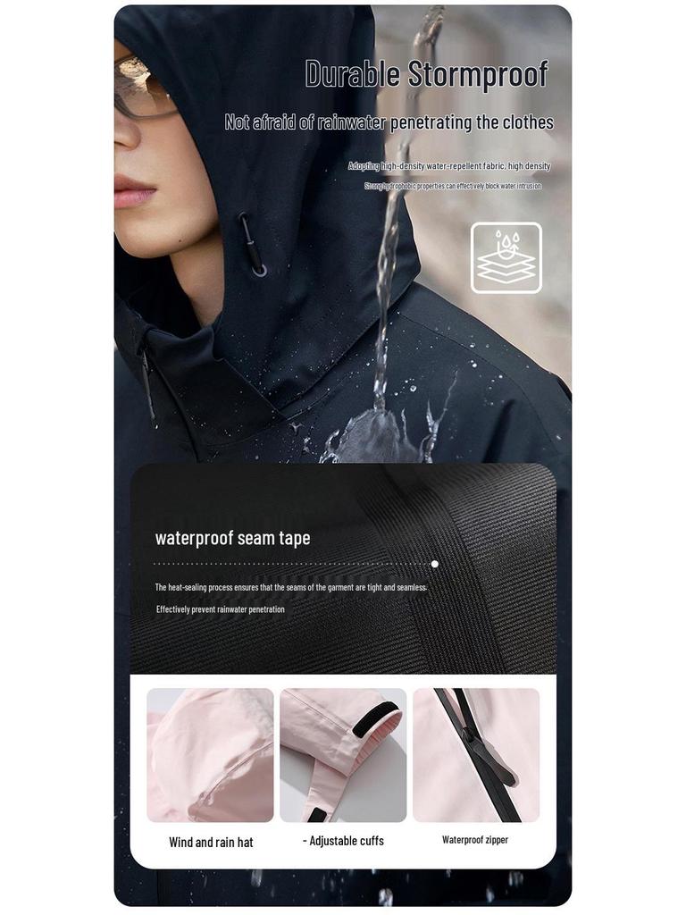 Men's Windproof Three-in-One Fleece Ski Jacket - Wear-Resistant, Heat-Sealed Winter Outerwear