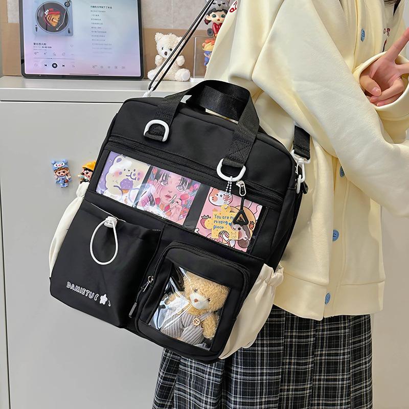 Lightweight Shoulder Bag Messenger Bag Student Crossbody Bag Women's Color Block Backpack