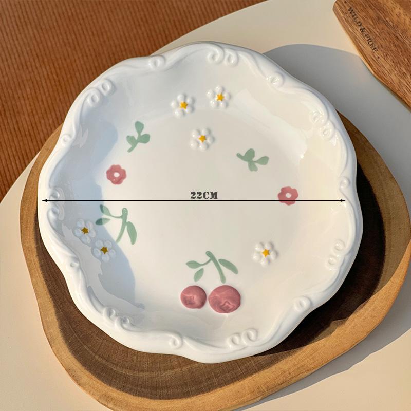 Creative Relief Hand-painted Tableware, Dinner Plate, Ceramic Rice Bowl, Soup Bowl, Kitchen Drinkware Set, Home Accessories