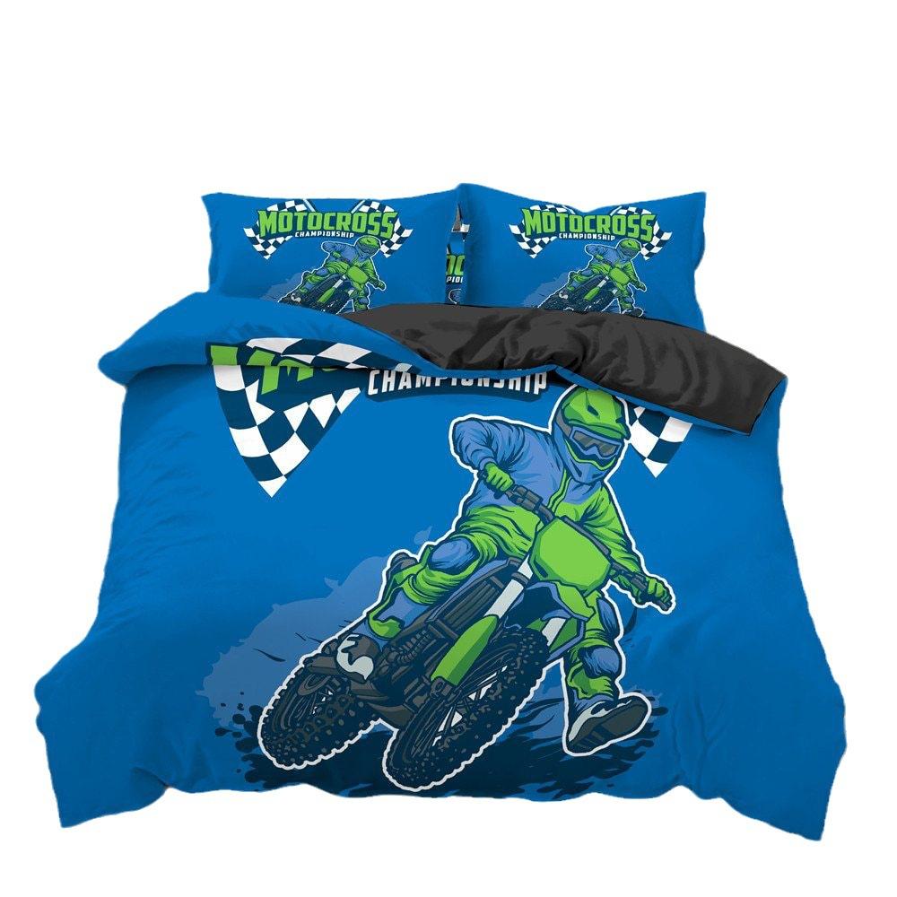 Three-Piece Bedding Off-Road Motorcycle 3D Digital Printing Bedding Home Textiles