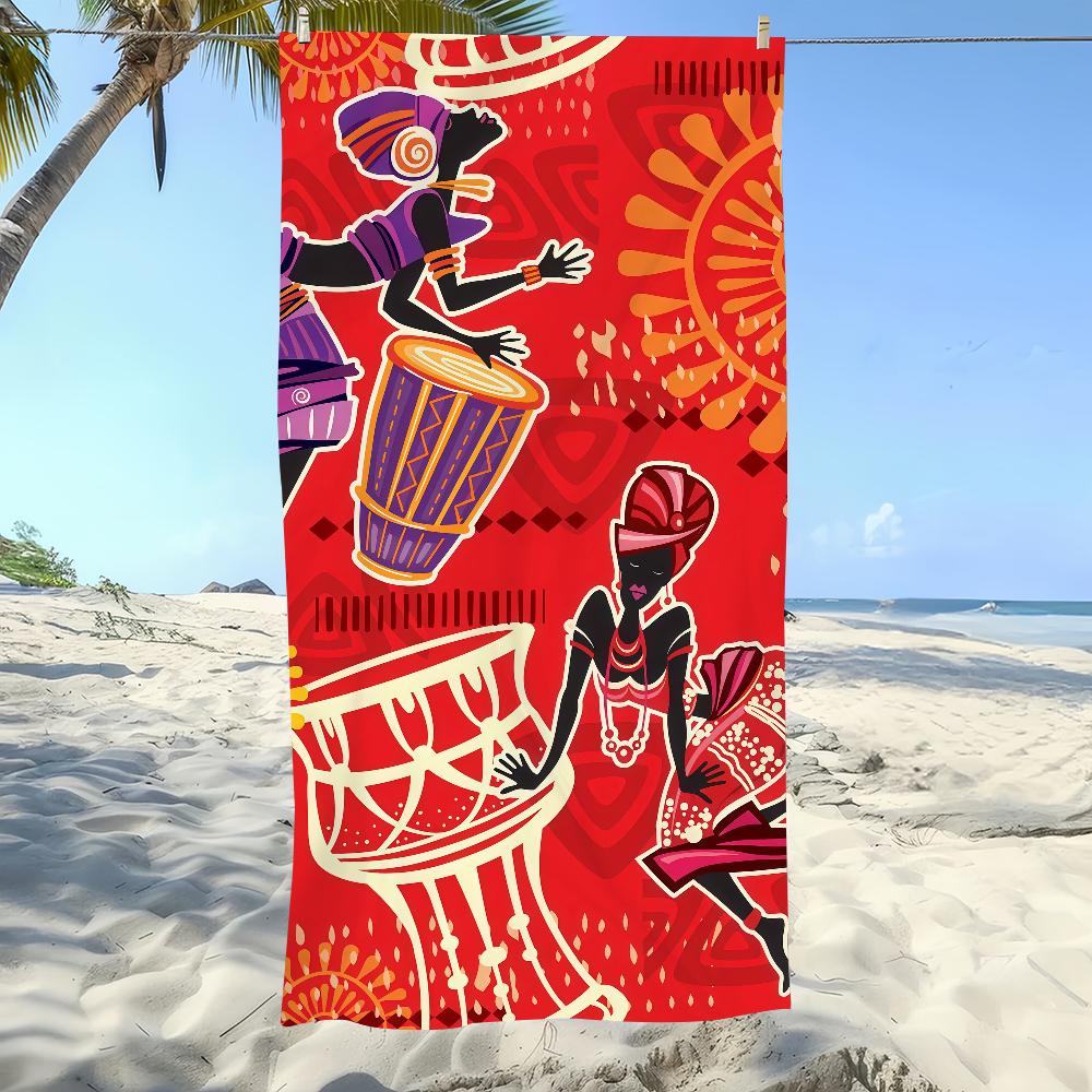African Style G-Geometric Print Towel Beach Oversized Soft Ultra Absorbent Quick Drying Large Pool Travel Camping Bathroom