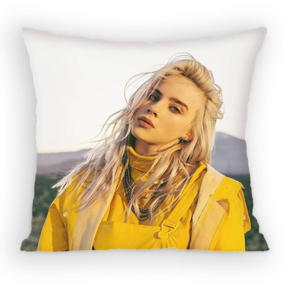 Billie Eilish Blue Pillow Case Sofa Living Room Bedroom Headboard Backrest Cushion Square Cushion Nap Time