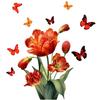 Flowers, Tulips, Butterfly Window Stickers, Electrostatic Stickers, Home Decoration Stickers