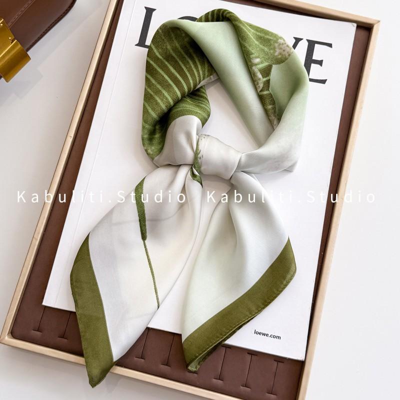 70x70cm Lightweight Square Scarf Women Polka Dot Print Silk-Like Wrap Neck Tie Hair Band Fashion Accessory