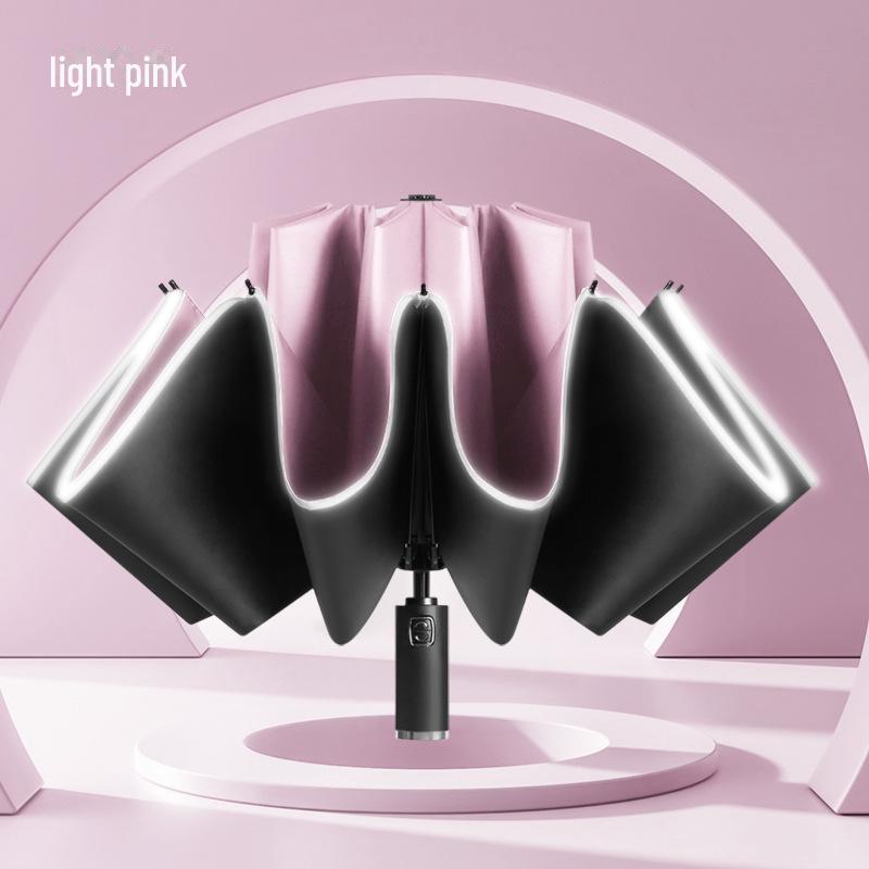 New Auto Folding Reflective Edged Reverse Umbrella with Logo Print