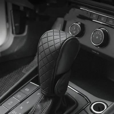 PU Leather Car Automatic Gear Shift Handle Cover Non-Slip Wear-resistant Shift Knob Decor Protective Covers Interior Accessories