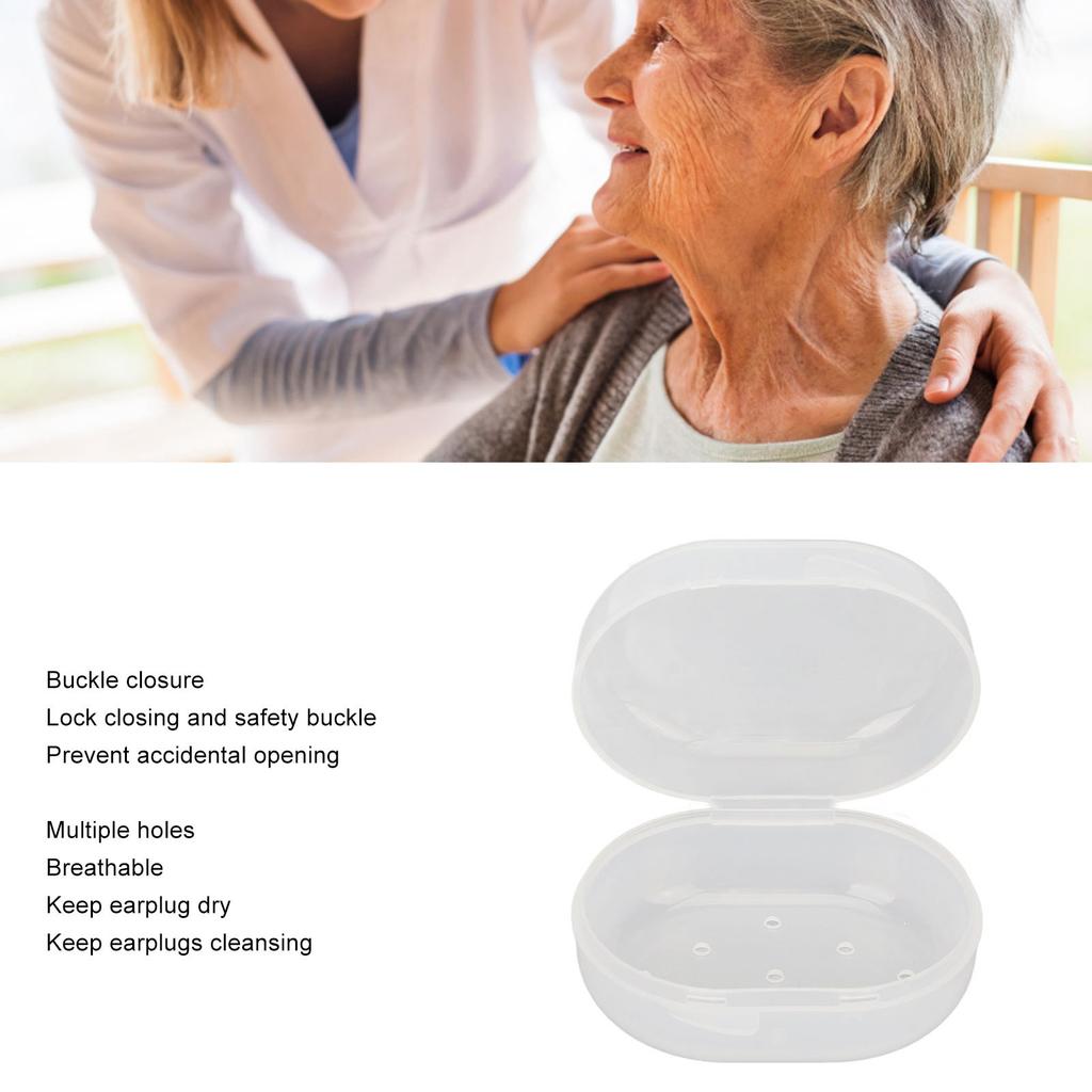 2pcs Swimming Earplug Storage Box Buckle Closure Breathable Holes Earplugs Carry Case Transparent