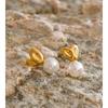 Eetit Daily Imitation Pearls Small Heart Stud Earrings Arrivals Stainless Steel Sweet Chic Korean Style Ear Accessories Jewelry