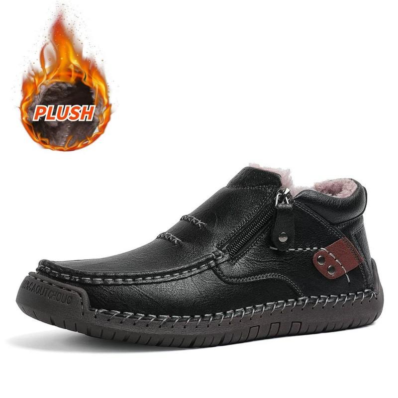 

Classical Casual Leather Men Shoes Handmade Fashi Ankle Boots Leisure Walk Male High Top Cott Shoes Men big size 48 49 50 50