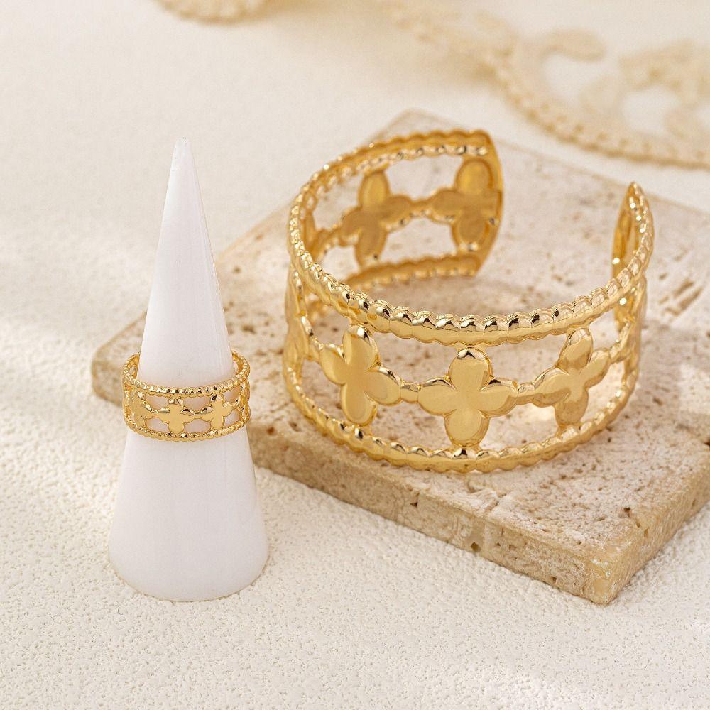 Exquisite Flower Cuff Bangle Gold/silver Open Bracelet Fashion Hollow Flower Bangle  Girls