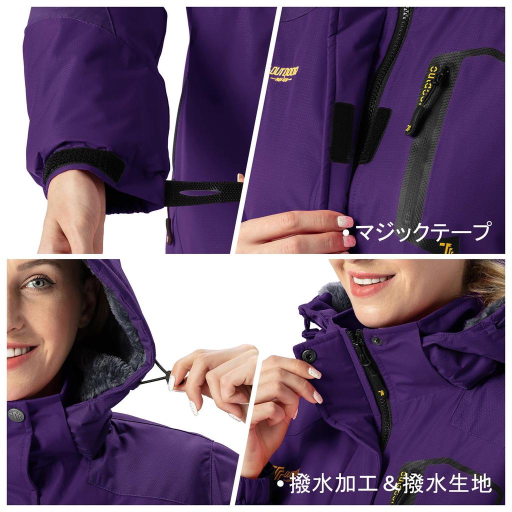 YSENTO Winter Jacket with Fleece Stand and Detachable and Warm for and Motorcycle Size L Women's Lining, Collar, Hood, Windproof, Water-Repellent,