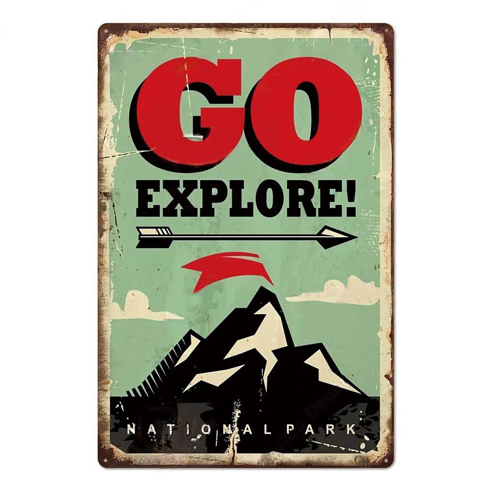 Camping Metal Posters Tin Sign Decor Vintage Plaque Metal Plate Retro Posters Wall Art Decor for Trip