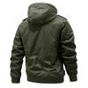 Men's Hooded Military-Style Washed Cotton Jacket with Velvet Lining