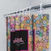Girl Power Duschvorhang Rosa Und Blaue Blumen Design Für Badezimmer Dekoration