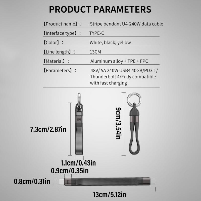 USB4 Charging Cable with PD240W Super Fast Charging and 40Gbps Speed 8K Video Transmission