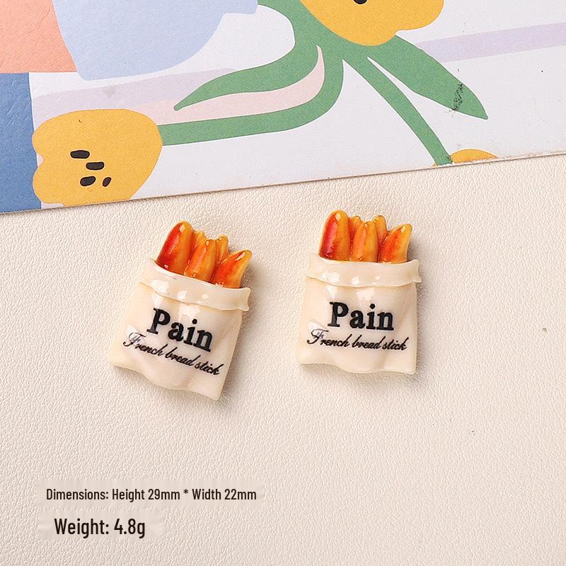 DIY Cartoon Resin Accessories: Bread, Fries, Cream, Hair Clips, Shoe Buckles & Stickers