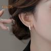 1 Pair Women Huggie Earrings Flower Decor Smooth Polished Alloy Copper Retro Pastoral Style Round Circle Lady Earrings