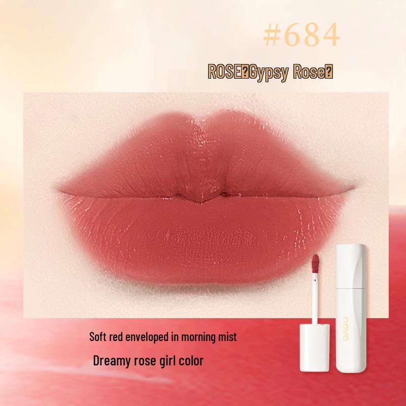 NOVO Velvet Matte Mist Lip Gloss - Waterproof, Non-Stick, Non-Fading, Whitening Lipstick for Student Parties and Natural Look