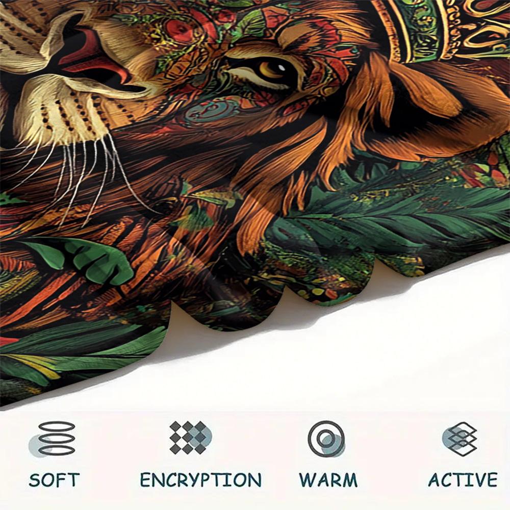 Lion Print Flannel Blanket, High Quality Comfortable for All Seasons, Home Decor, Warmth and Comfort, Perfect for Christmas Gifts