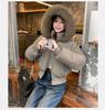 Women's Short Large Fur Collar Hooded Warm Cotton-padded Jacket