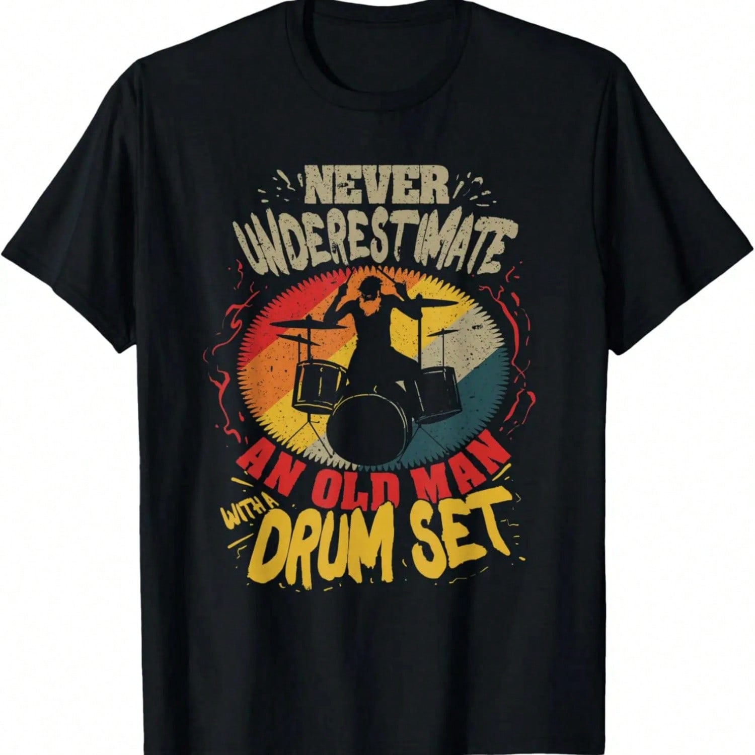 unisex Never Underestimate An Old Man With A Drum Set T-Shirt S разноцветный