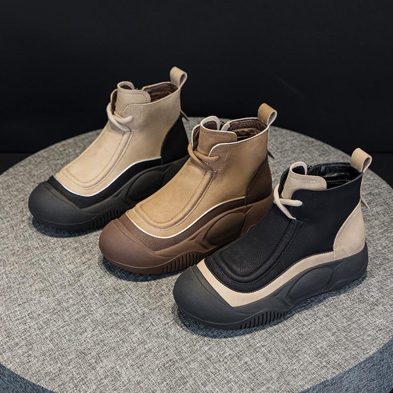 981 Leather Women's Shoes Autumn and Winter New Muffin Thick-soled Inner Height Increase Casual Women's Shoes