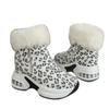Women's Plus-Size Leopard Print High-Top Flat Ankle Boots - Comfortable Cushioned Insole, Wide Calf