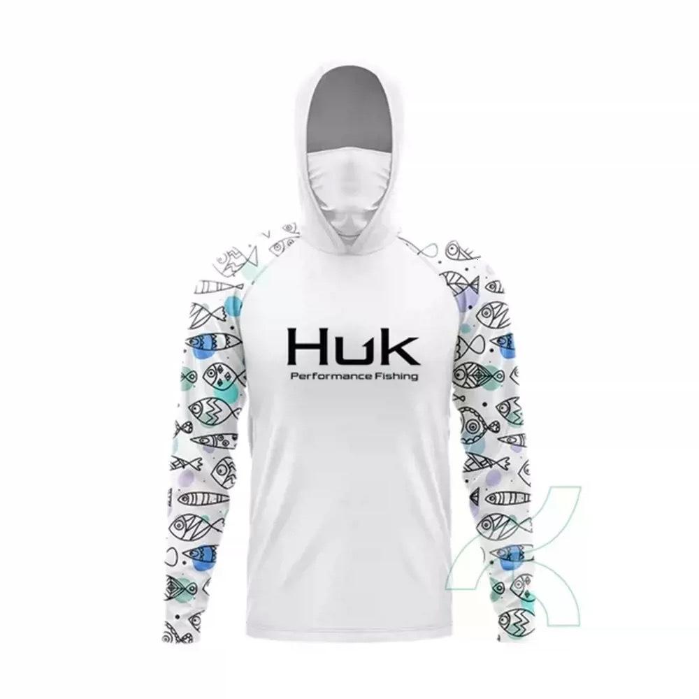 Costum de pescuit HUK pentru bărbați, transfrontalier, cu uscare rapidă, mască de praf și protecție UV, costum de pescuit ușor cu glugă, mătase de gheață