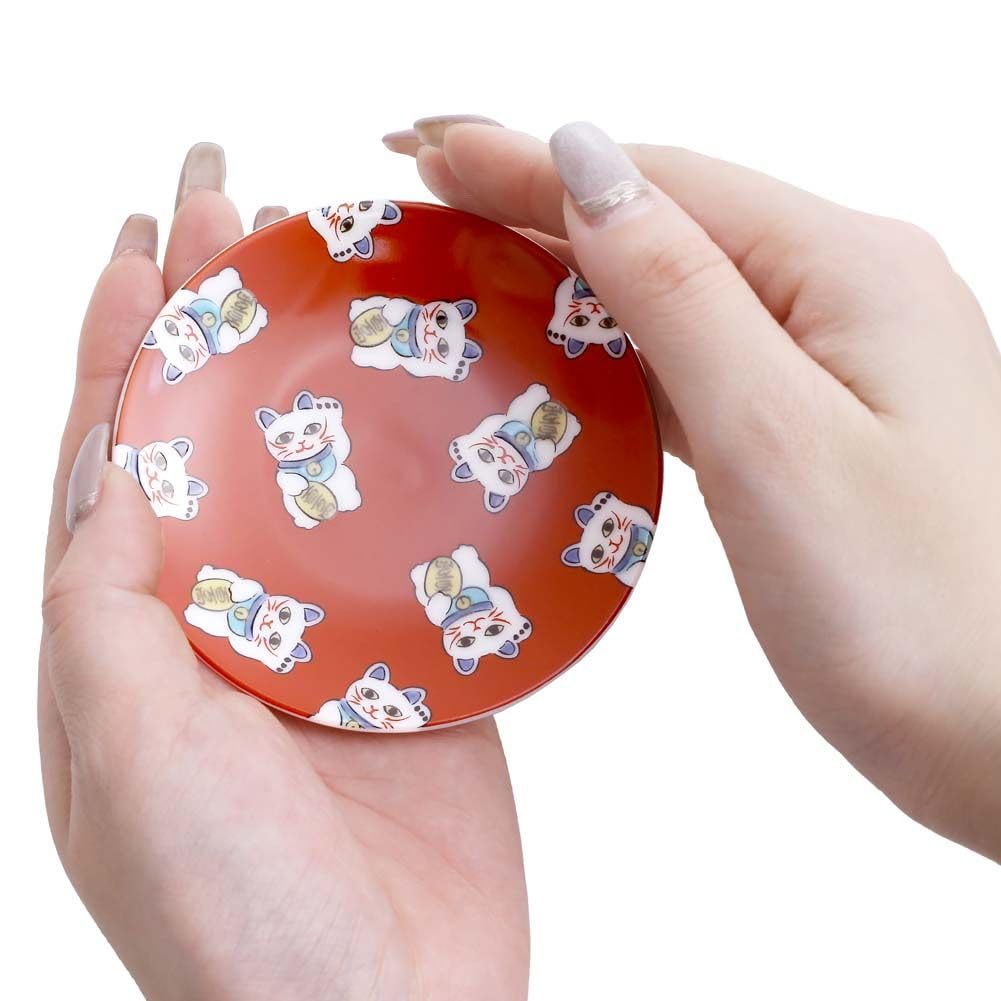 Small miniature lucky cat cat Kutani stylish interior Click Post shipping plate, plate, design, pattern, ceramic, ware, 9.5cm, auspicious, decoration,