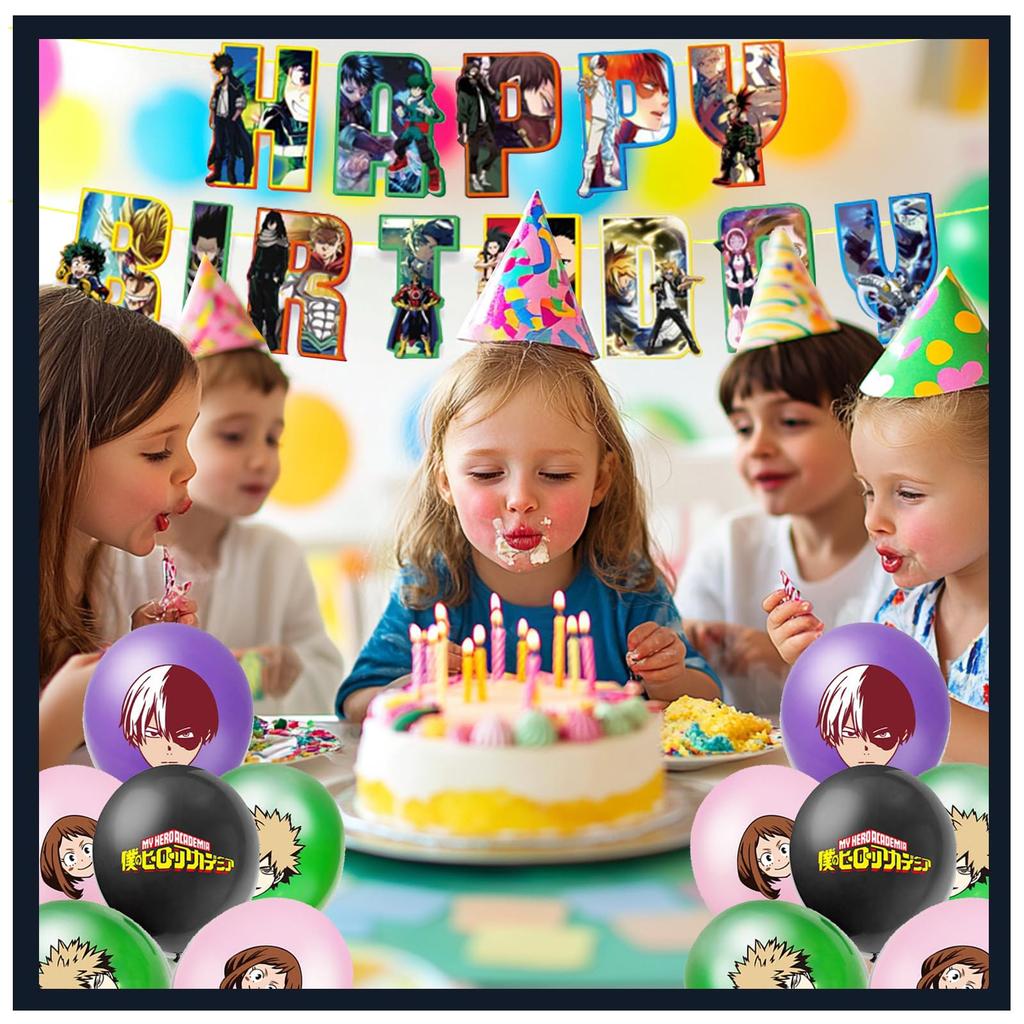 35-Piece Set for My Hero Academia Decorations, Banner, Birthday Balloons, Happy Birthday, Anniversary, Children's Day Decorations