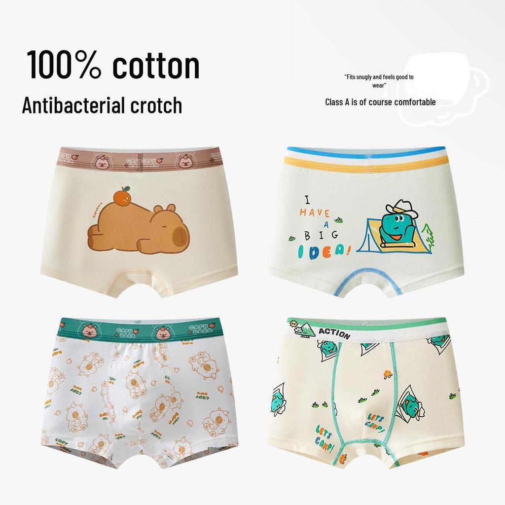 Boys' Pure Cotton Boxer Briefs, Ages 6-12, Comfortable Fit, No Pinching