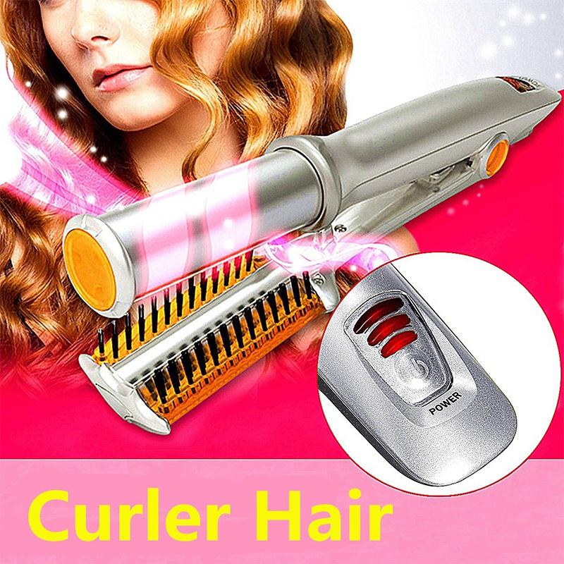 DualUse Hair Curling Curler Straightener Flat Iron Brush Salon