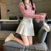 Autumn Winter Pleated A-Line Skirts High Waist Elegant Women's Clothing Korean Fashion Spliced Basic Solid Color Mini Skirts New