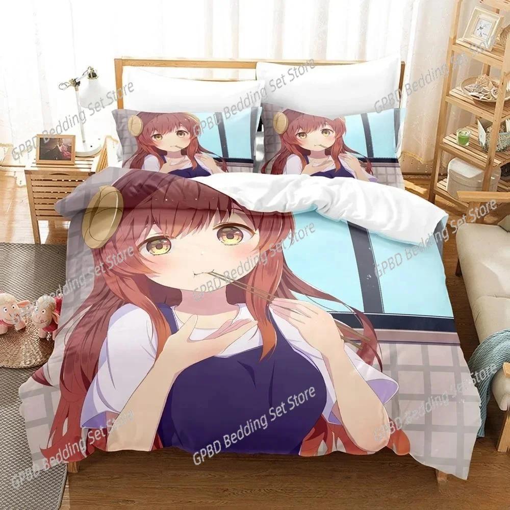 New Anime Girls The Demon Girl Next Door Bedding Set Single Twin Full Queen King Size Bed Set Adult Kid Bedroom Duvetcover Sets