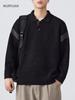 Mu Yuan Men's Retro Autumn/Winter Knit Polo Sweater - American-Style Casual Top