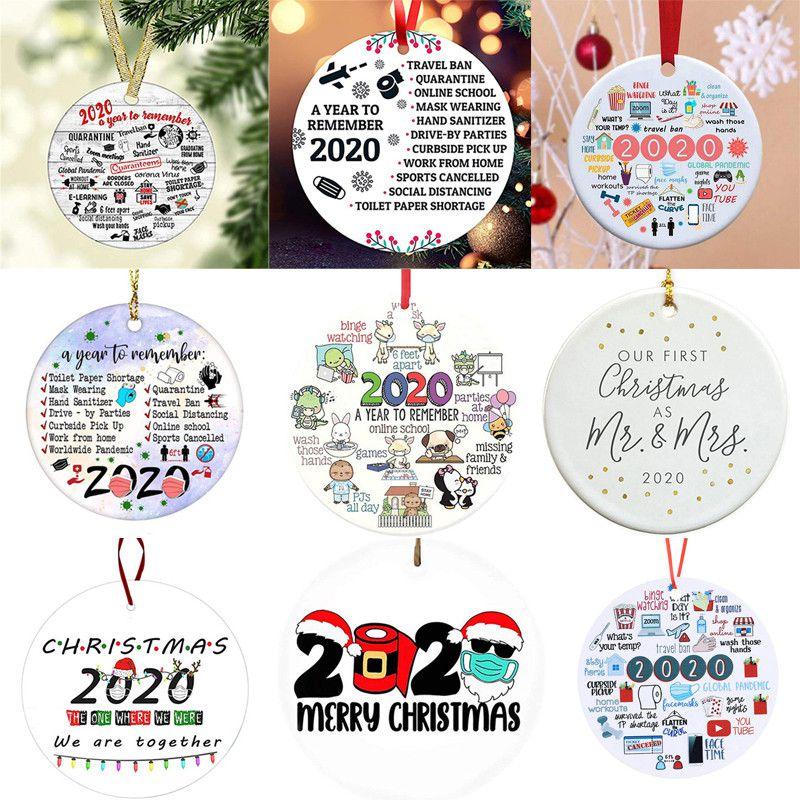 High-quality 2020 Quarantine Ornament Circular Acrylic Christmas Tree Decor