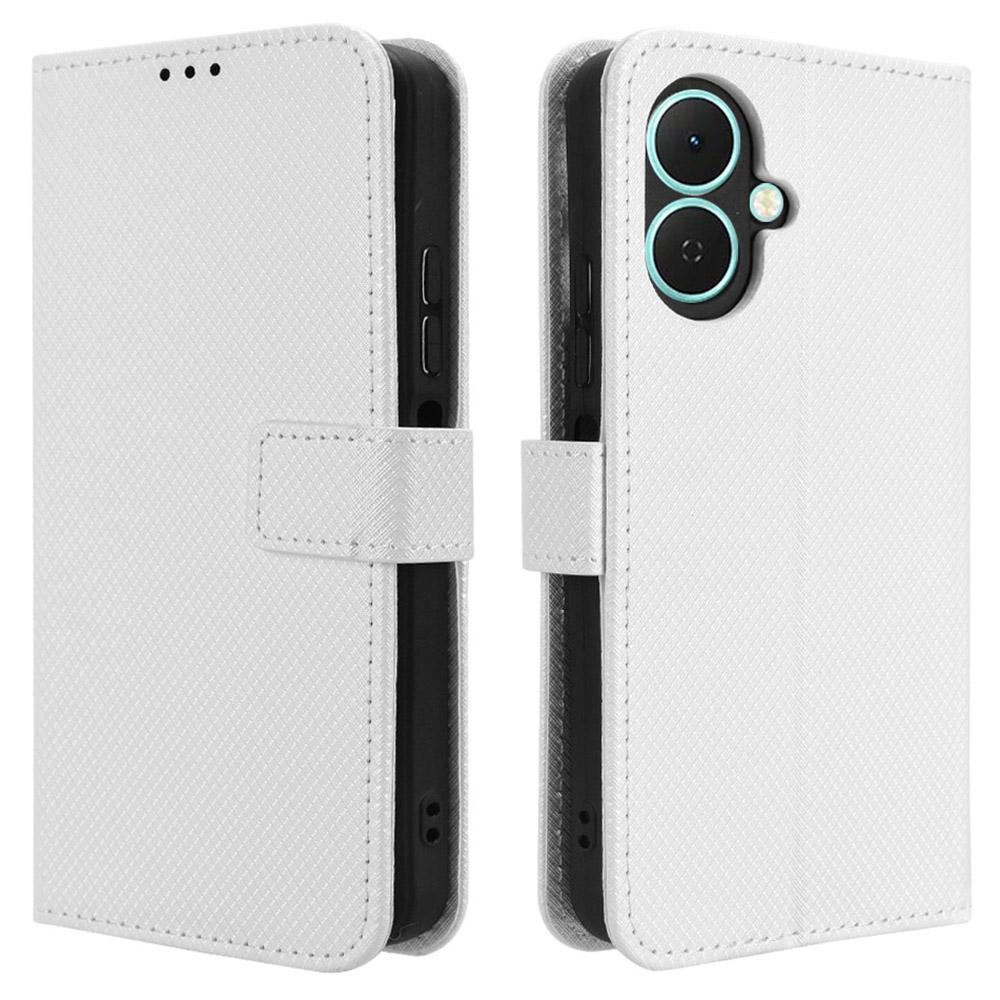 For TECNO Spark Go 2 4G/KM4 Leather Wallet Case with Strap Diamond Texture Phone Cover