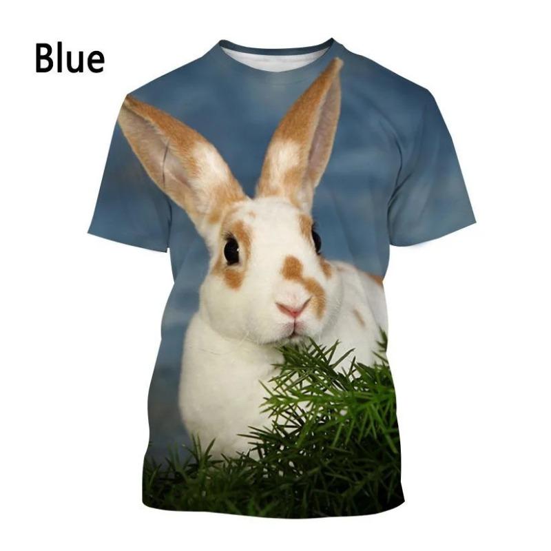 New Fashion Animal Rabbit 3D Printed T-shirt Men's and Women's Summer Casual Short Sleeve Crewneck Shirt Top