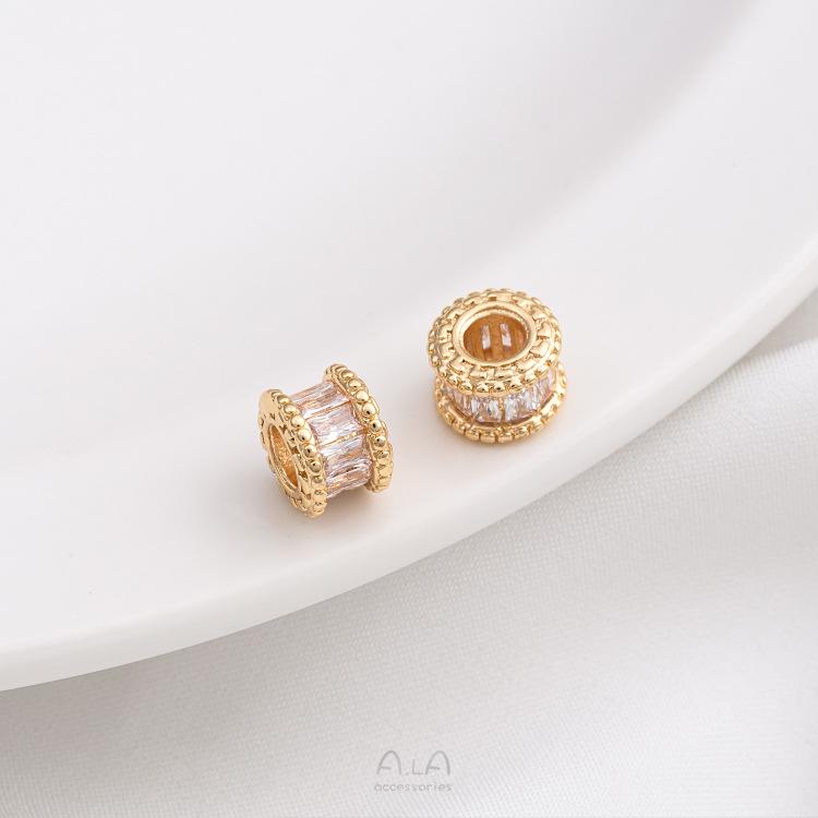 14K Gold-Plated Zircon Spacer Beads for DIY Jewelry