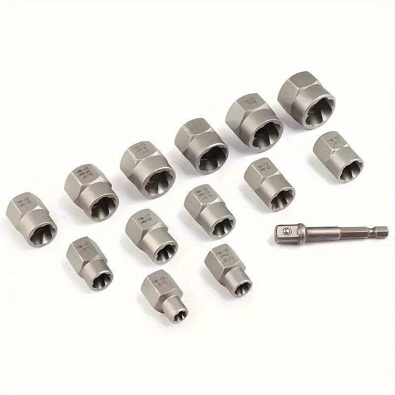 14pcs Impact Socket Set Nut And Bolt Extractor & Remover Chrome Molybdenum Steel Extractors with Storage Box for Automotive