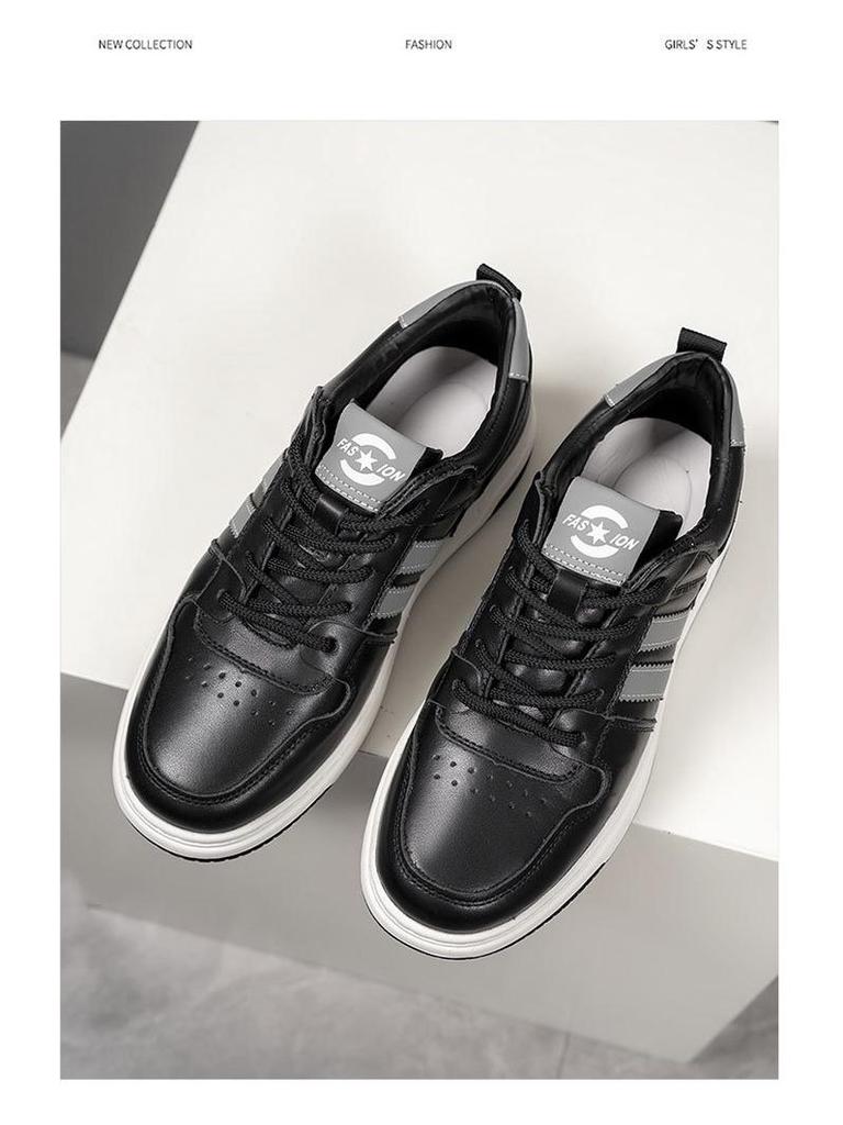 Men's Genuine Leather Sporty Flat Shoes - Autumn Fashion White Casual Shoes, Versatile Trendy Forrest Gump Style