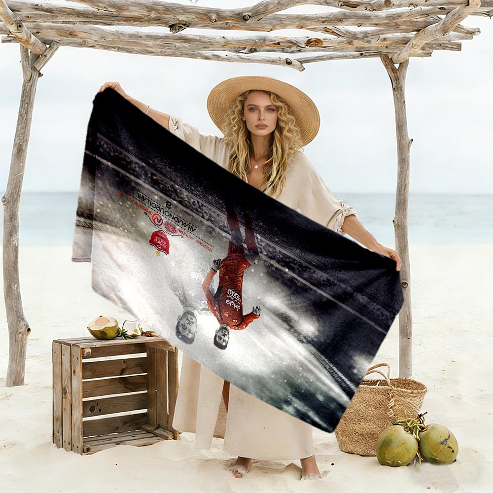 Football Player Action Beach Towel Super Soft & Absorbent Comfortable Lightweight Perfect for Traveling Yoga Camping and Swimming