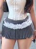 European & American Sweet Style Lace Pleated Two-Piece Short Skirt for Girls