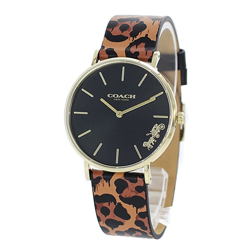 

COACH Unisex PERRY Black Leopard Print Leather 14503712 Часы [Coach] Мужские Женские [Товар]