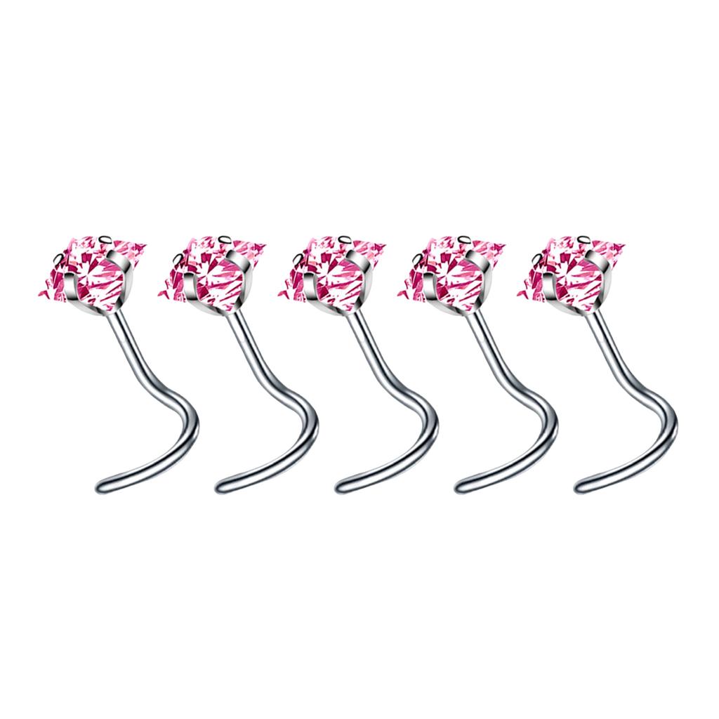 5Pcs Sturdy Alloy Nose Piercing Jewelry Set L Shape Studs and Hoops With CZ Designs Accessory for Stylish Look