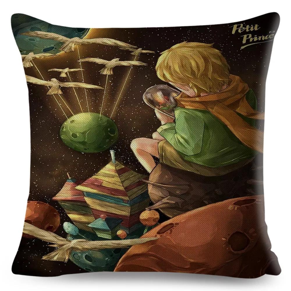 Little Prince Pillow Case Decor Cartoon France Anime Print Cushion Cover for Sofa Home Children Room Linen Throw Pillowcase