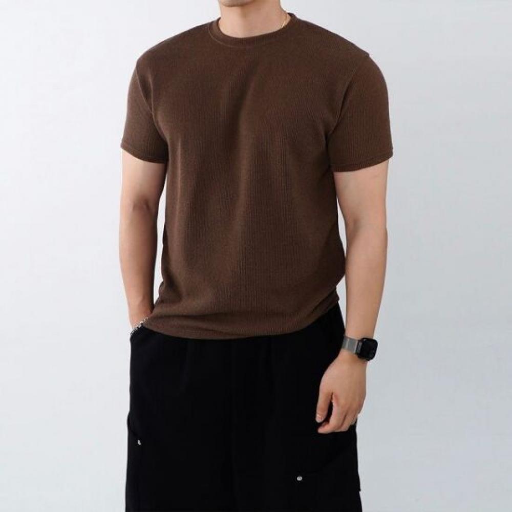 Onl Men Ribbed Knit Muscle Fit Short Sleeve